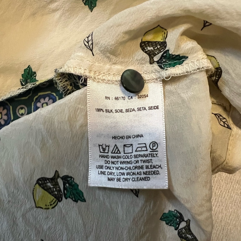 Maeve Anthropologie 100% Silk Acorn Peplum Blouse, 0 - Picture 6 of 6